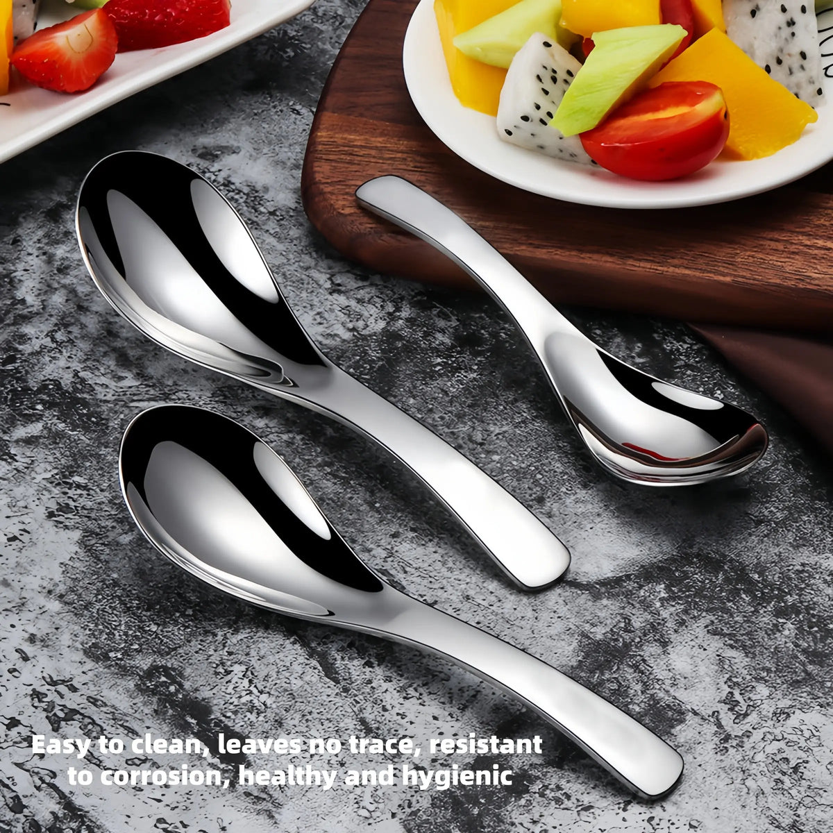 4-Piece Set 304 Stainless Steel Earl Soup Spoon, Thick Baby Soup Spoon, Court Round Spoon with Long Handle, Suitable for Home and Hotel Use, Soup Spoons Stainless Steel