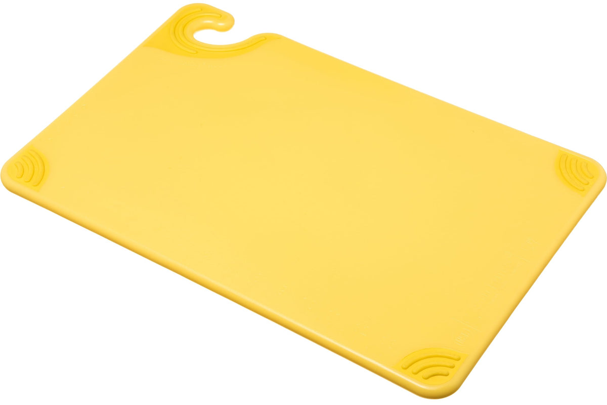 San Jamar Saf-T-Grip Plastic Cutting Board with Safety Hook, 12" x 18" x 0.5", Green