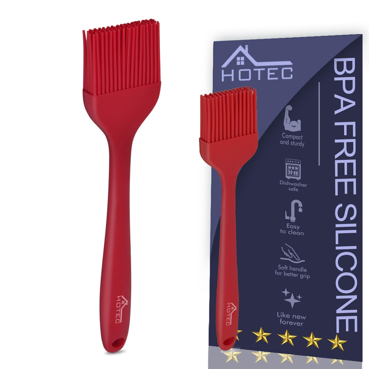 HOTEC 600℉ Heat Resistant Silicone Basting &Pastry Brushes, Black 2