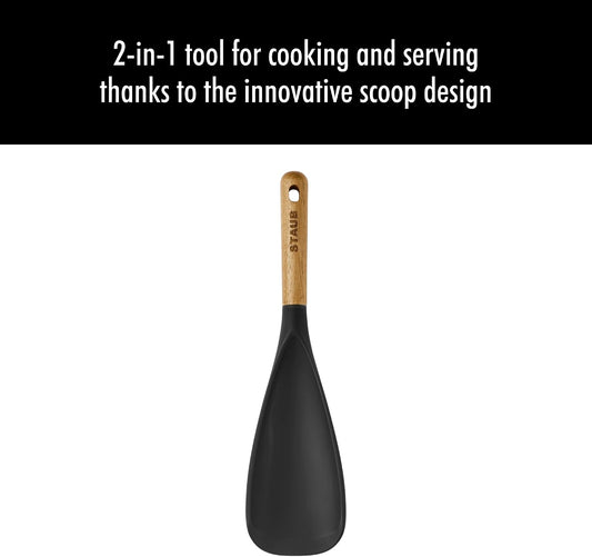 Staub Silicone with Wood Handle Cooking Utensil, Multi-function Spatula Spoon