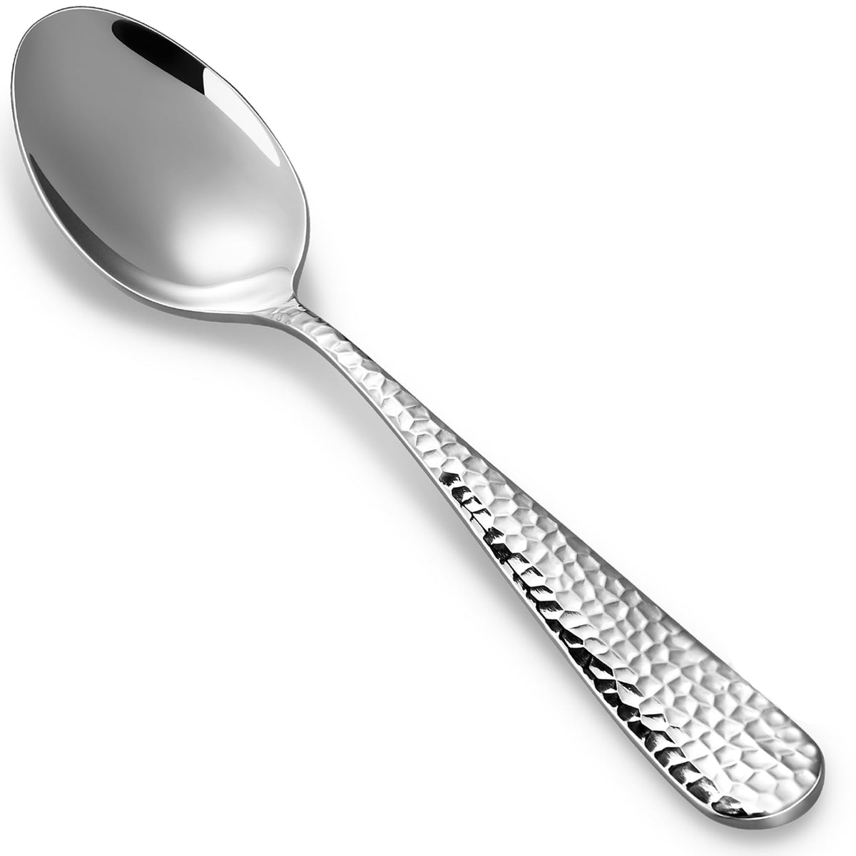 KEAWELL Premium Louise Hammered 4-Piece Soup Spoon Set (7" Soup Spoons)