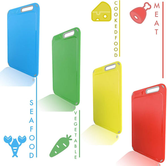 Color Coded Cutting Boards Set of 4 with Holder, BPA-Free