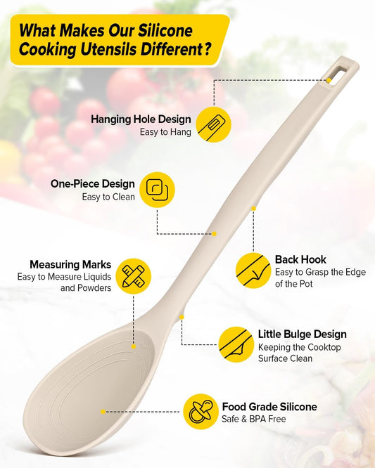 BUNDLEPRO Silicone Cooking Utensils Set, 9 Pcs Kitchen Utensils, One-Piece