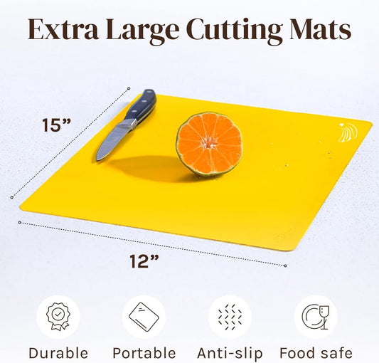 Camping Cutting Board Mats for Kitchen & RV, Flexible Set of 6 Thick 15x12