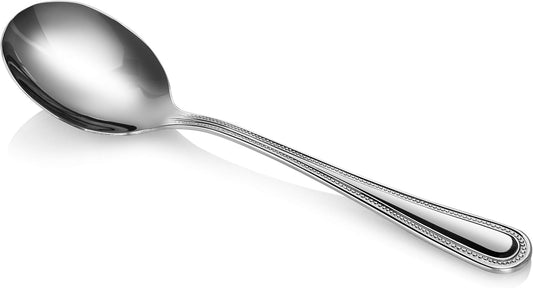New Star Foodservice Bead Pattern 18/0 Stainless Steel Bouillon Spoon, 6.3-Inch, Set of 12, Commercial Grade
