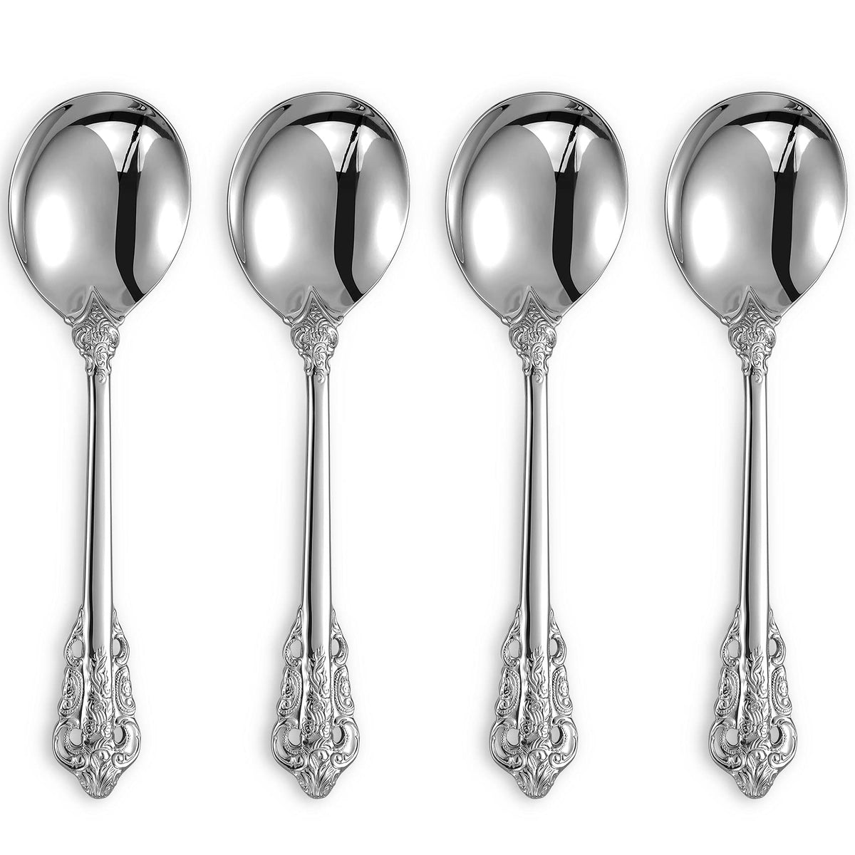 KEAWELL Gorgeous 4-Piece 18/10 Stainless Steel Soup Spoon Set (Silver)