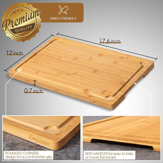 Empune Extra Large Cutting Board, 17.6" Bamboo Cutting Boards for Kitchen