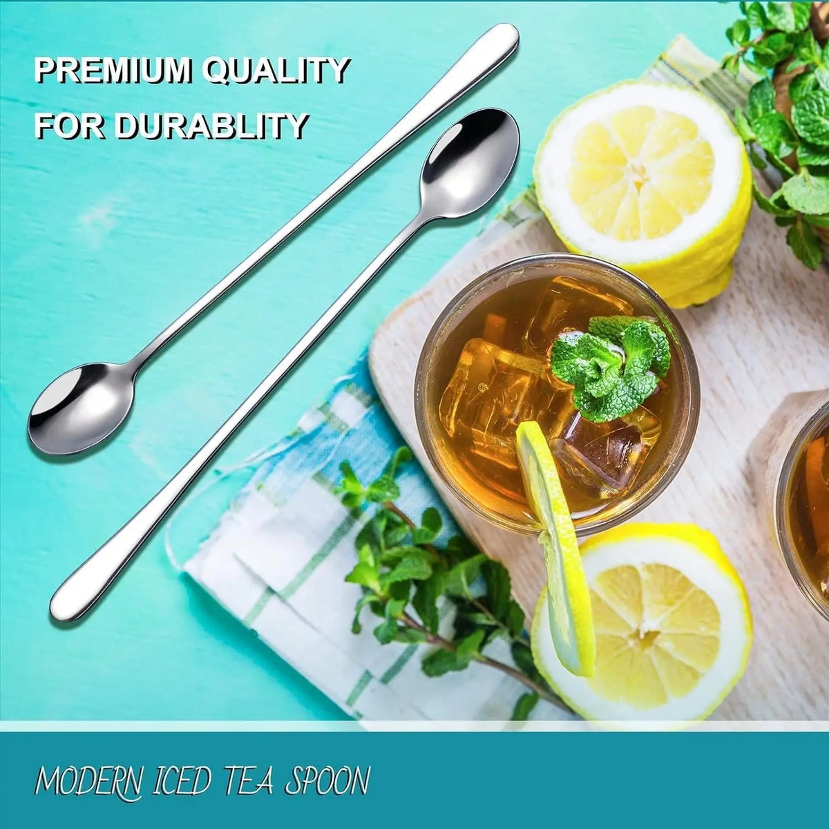 Stainless Steel Sturdy Thick Long-Handled Spoons (8 Counts), Coffee, Ice Cream & Tea Spoons, Soup Spoons Stainless Steel, Modern Household Cutlery Set, Kitchenware & Tableware Accessories, Utensils
