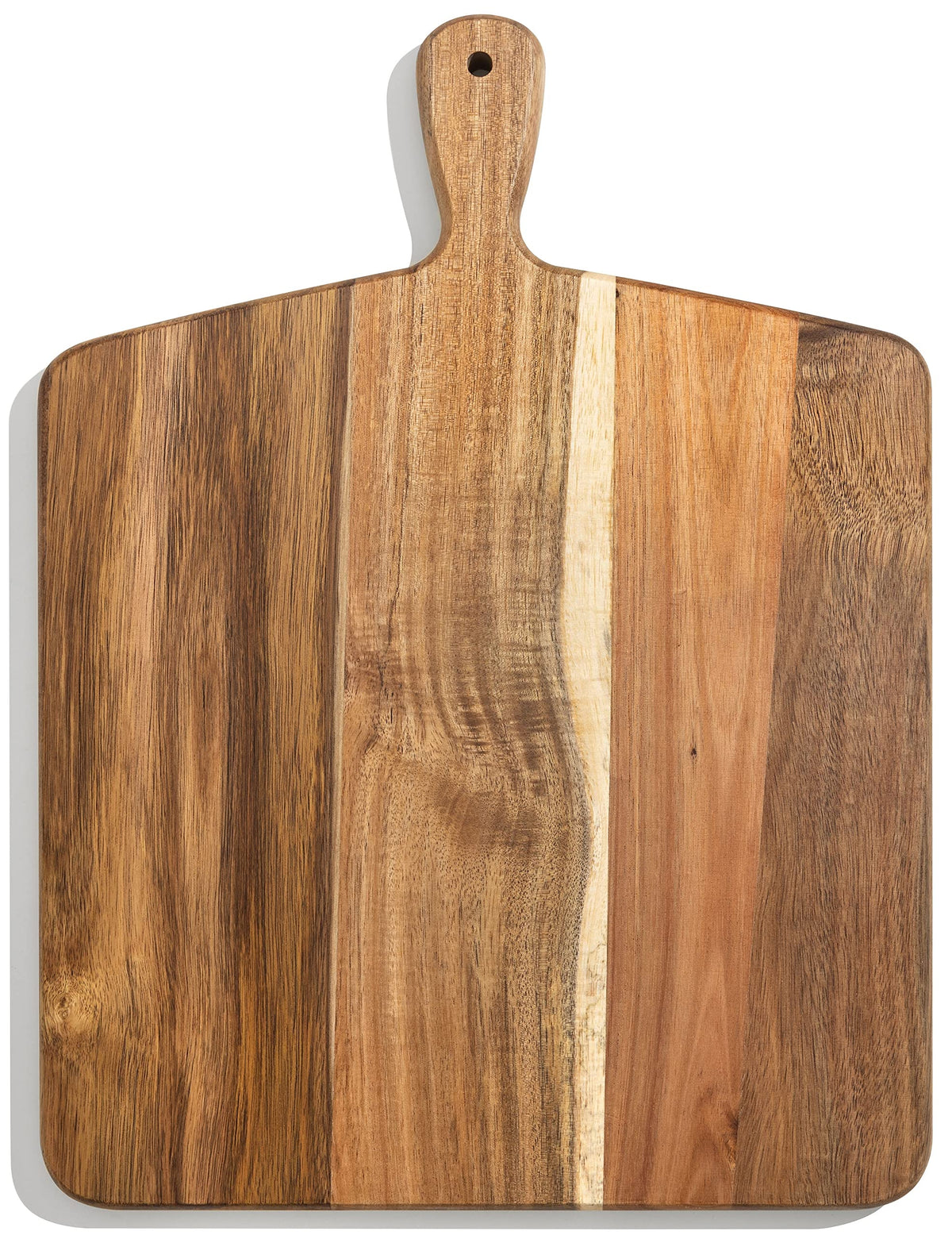 Acacia Wood Cutting Board and Chopping Board with Handle for Meat, Cheese Board, Vegetables, Bread, and Charcuterie - Decorative Wooden Serving Board for Kitchen and Dining Room, Large 17" x 13"