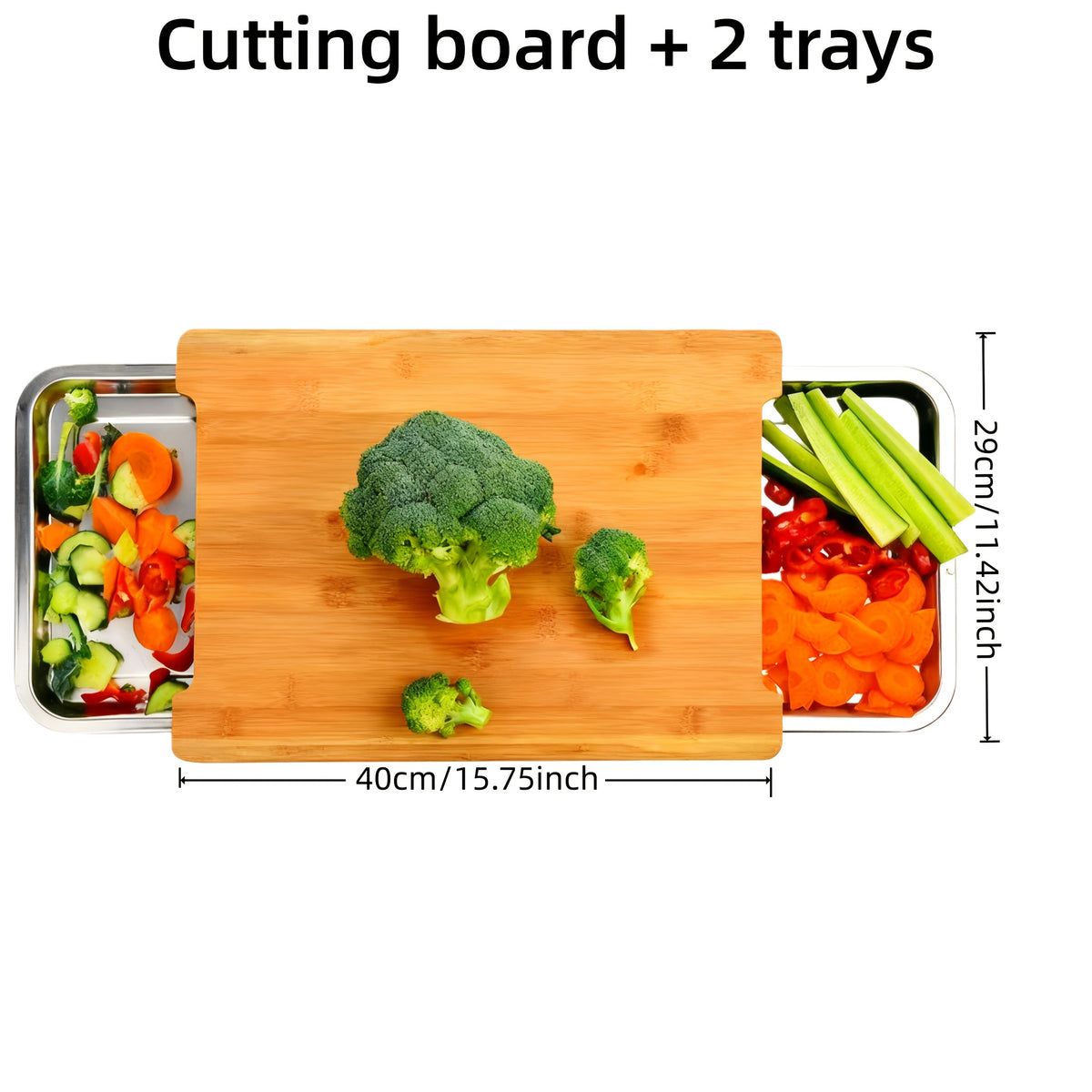 One Durable Bamboo Cutting Board Featuring Four Drawers Or Two Stainless Steel Trays, Designed with a Food Sliding Opening. This Carving Board Comes with Trays for Food Storage, Transport, And Easy Cleanup, Making It an Ideal Christmas Gift