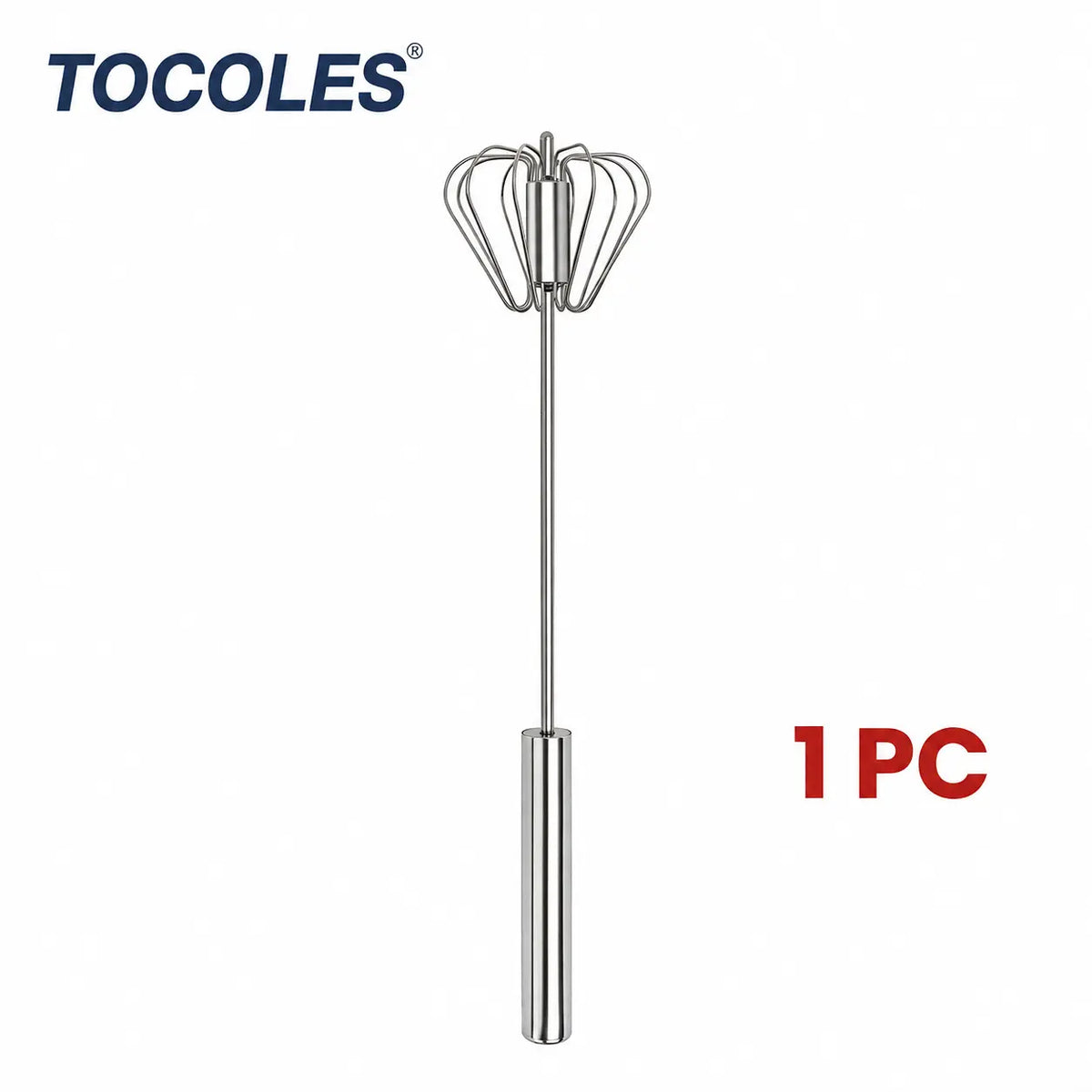 AA Stainless Steel Hand-Push Spinning Wire Whisk - Food-Grade Rust-Resistant Kitchen Cooking Accessory, Sturdy Riveted Construction, Semi-Automatic Design for Stirring Coffee, Egg Tasks, Easy to Clean