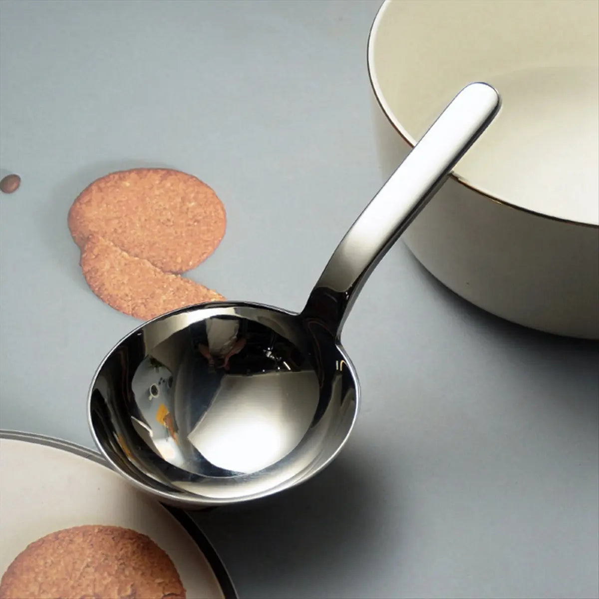 Stainless Steel Thickened Deep Soup Ladle Short Handle Big Round Head Spoon Drink Soup Ladle Eat Noodle Spoon
