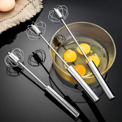 Upgraded Stainless Steel Semi-Automatic Whisk, 10 inch | Easy Push Hand Whisks for Eggs, Cream, Coffee & Light Mixing, Easy Clean Kitchen Whisk for Everyday Cooking, Kitchen Gadgets,sohochic