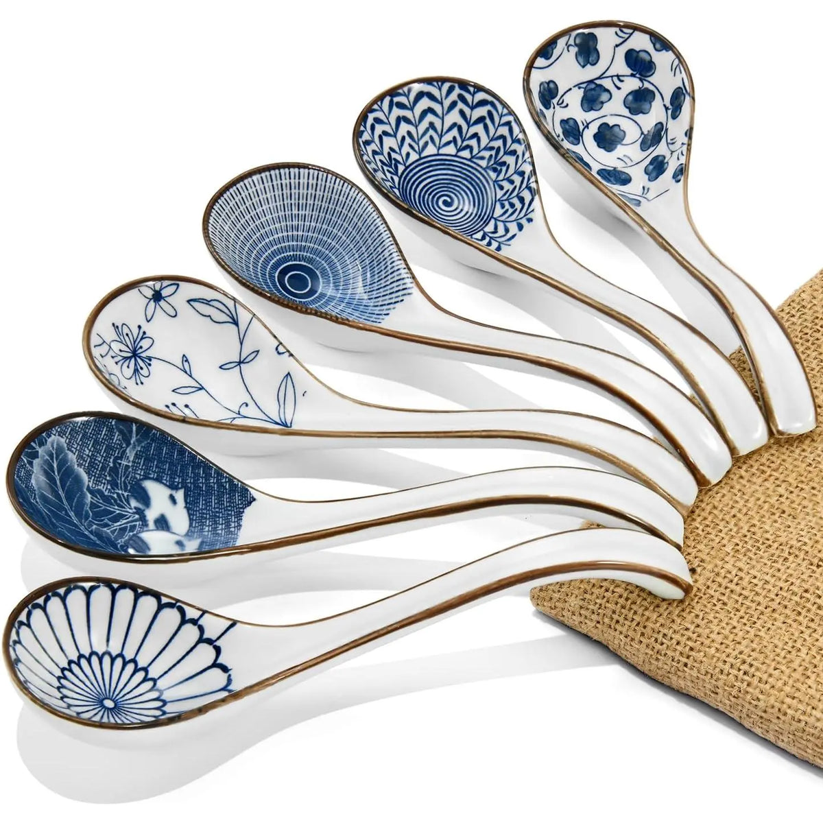 Ceramic Soup Spoon, with Long Handle Easy to Hold, Non-slip Bottom, for  Ramen, Chinese and Vietnamese Wonton, Noodle Soup Spoons (V88)