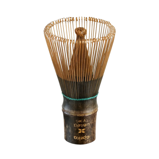Aprika Life Dark Bamboo Matcha Whisk 100 Prongs - Thin Lightweight & Thick Eco-Friendly Chasen for Perfect Matcha Experience