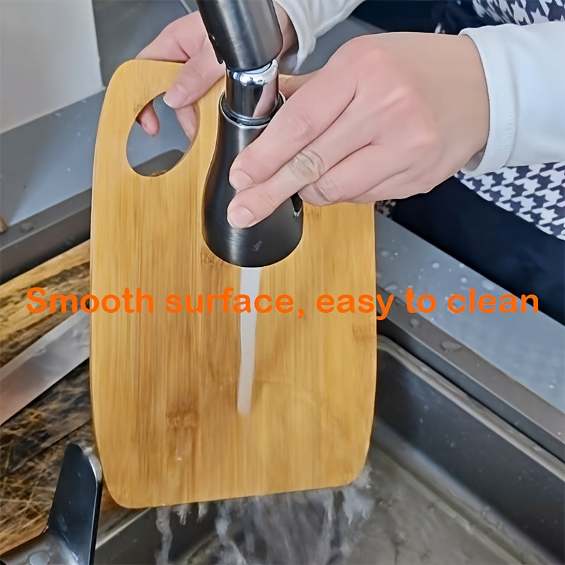 High-Quality Bamboo Kitchen Cutting Board, Perfect Size for Easy Portability, Ideal for Outdoor Picnics, Oval Hole Design for Convenient Hanging and Organization
