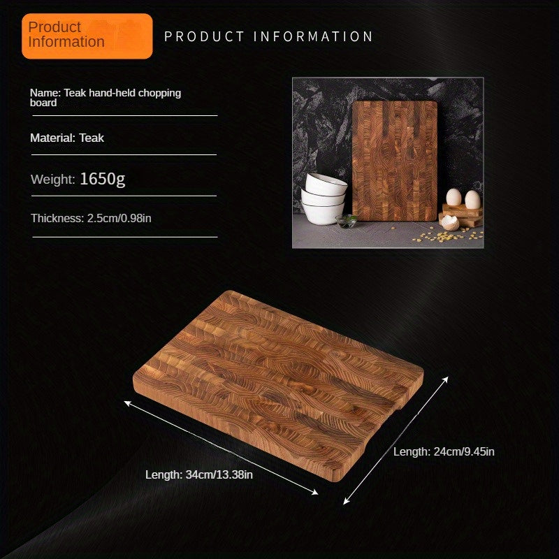 Premium Teak Wood Cutting Board - 0.98" Thick, Stand-Up Design for Easy Storage, Perfect for Fruits & Steaks, Food-Safe Kitchen Essential