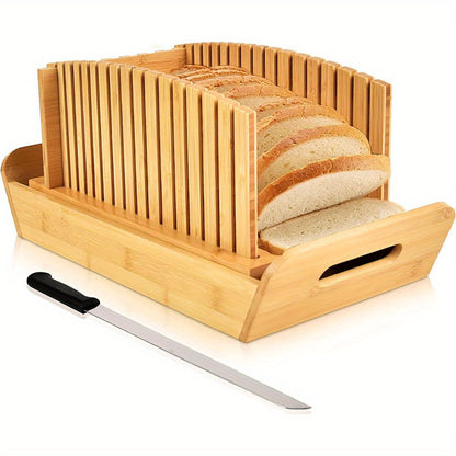 Foldable Bread Slicer with Crumb Tray - Bread Cutting Board and Crumb Collector