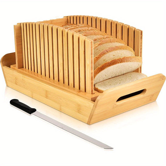 Foldable Bread Slicer with Crumb Tray - Bread Cutting Board and Crumb Collector
