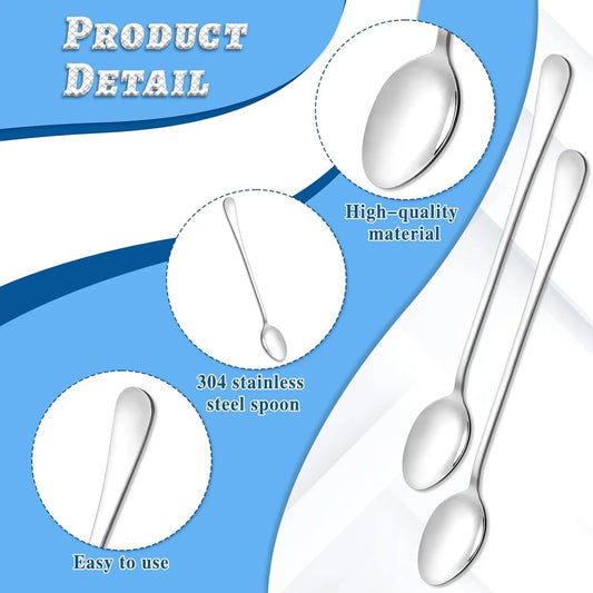 Stainless Steel Sturdy Thick Long-Handled Spoons (8 Counts), Coffee, Ice Cream & Tea Spoons, Soup Spoons Stainless Steel, Modern Household Cutlery Set, Kitchenware & Tableware Accessories, Utensils