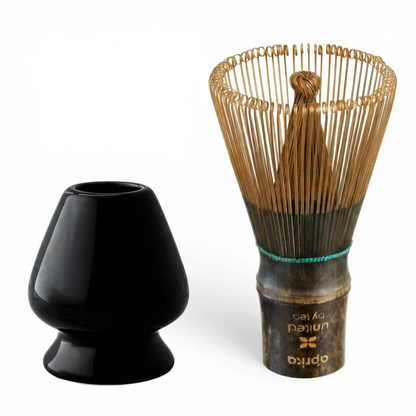 Aprika Life Dark Bamboo Matcha Whisk 100 Prongs - Thin Lightweight & Thick Eco-Friendly Chasen for Perfect Matcha Experience