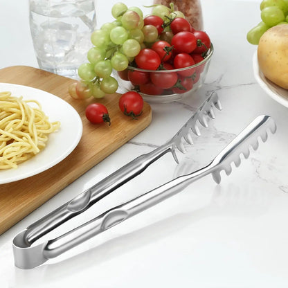 Spaghetti Spoon and Spaghetti Tong 2- Set, 13-Inch Non-Stick Spaghetti Fork and 11.4-Inch Kitchen Tong, Easy Storage and Cleanup,  Design, Stainless Steel