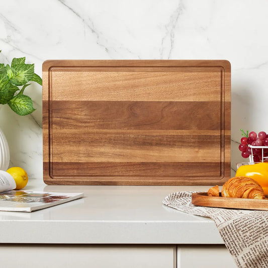 24"x18" Bamboo Cutting Boards for Kitchen, Extra Large Wood Cutting Board with Deep Juice Groove & Handle, Over the Sink Chopping Board, Reversible Butcher Block for Meat Turkey Vegetables BBQ