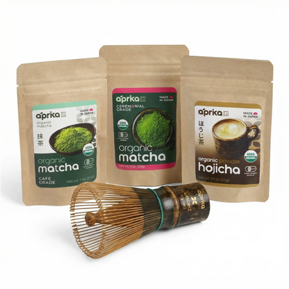 Aprika Life Dark Bamboo Matcha Whisk 100 Prongs - Thin Lightweight & Thick Eco-Friendly Chasen for Perfect Matcha Experience