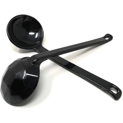 Black Melamine  Long Handle Spoons for Ramen, Soup, Hot Pot Eating, Mixing, Stirring 8.25 Inches (4 spoons)