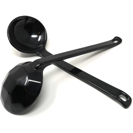 Black Melamine  Long Handle Spoons for Ramen, Soup, Hot Pot Eating, Mixing, Stirring 8.25 Inches (4 spoons)