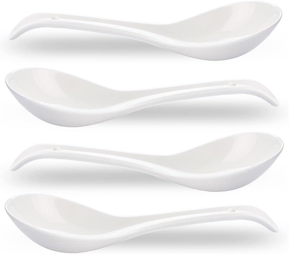 6.6 Inch Asian Soup Spoons, Ceramic Large Japanese Soup Spoons