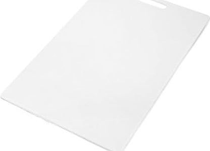 FARBERWARE Large Cutting Board, Dishwasher- Safe Plastic Chopping Board for Kitchen with Easy Grip Handle, 11in by 14in, White