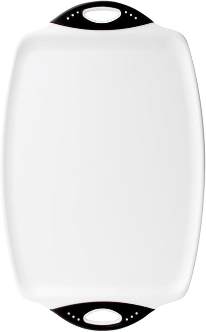Dexas Chop & Scoop Cutting Board with Non-Slip Feet, 15 x 11 Inch, BPA-Free Dishwasher Safe Kitchen Prep Board, White and Black
