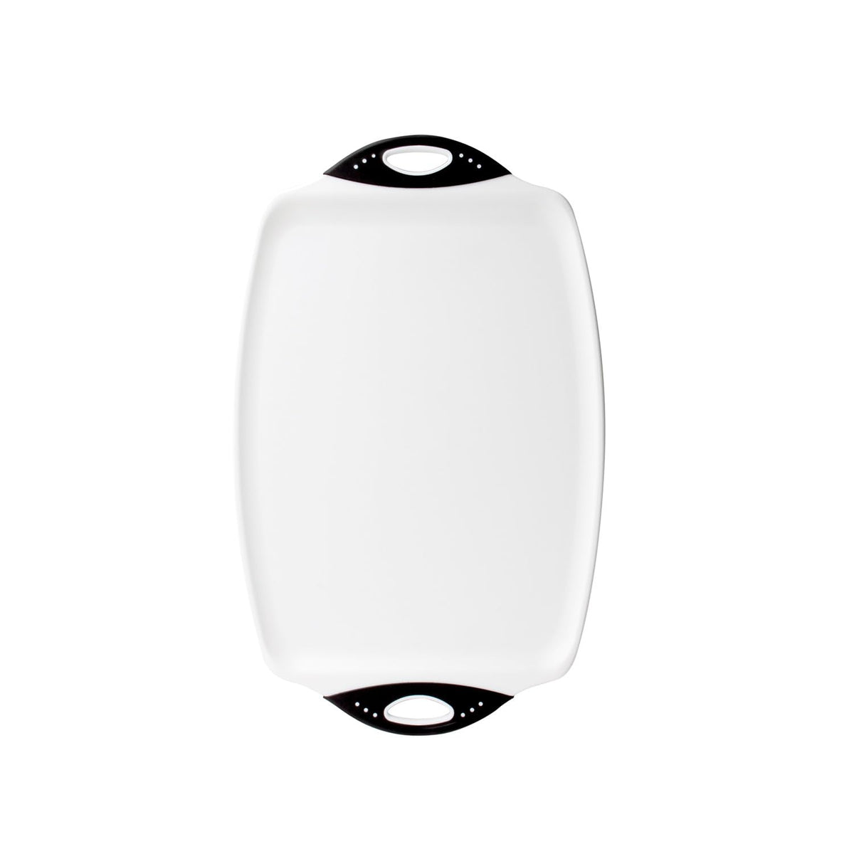 Dexas Chop & Scoop Cutting Board with Non-Slip Feet, 15 x 11 Inch, BPA-Free Dishwasher Safe Kitchen Prep Board, White and Black