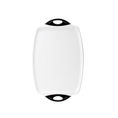 Dexas Chop & Scoop Cutting Board with Non-Slip Feet, 15 x 11 Inch, BPA-Free Dishwasher Safe Kitchen Prep Board, White and Black