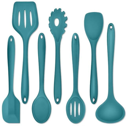 P&P CHEF Blue Kitchen Utensils, Silicone Cooking Utensil Set of 7