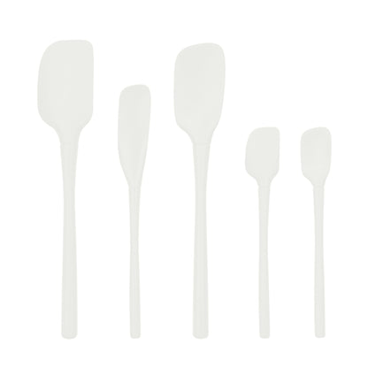 Tovolo Flex Core 5 Piece Silicone Spatula Set Heat Resistant All Silicone Utensils Include Non Stick Spatula Spoonula Jar Scraper, Dishwasher Safe BPA Free Spatulas for Baking Mixing, Pesto Green