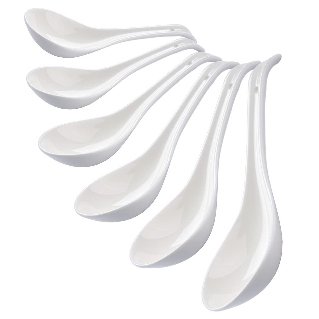 6.6 Inch Asian Soup Spoons, Ceramic Large Japanese Soup Spoons