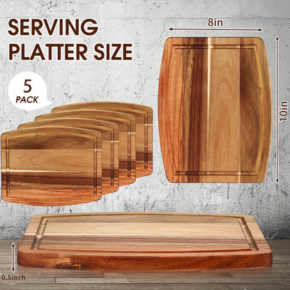 10/5pcs Acacia Wood Bulk Cutting Boards, 10/12in Wooden Chopping Boards with Groove for Housewarming Party Gifts, Christmas Gift Chopping Charcuterie Board Carving Tray, Wood Blanks for Crafts