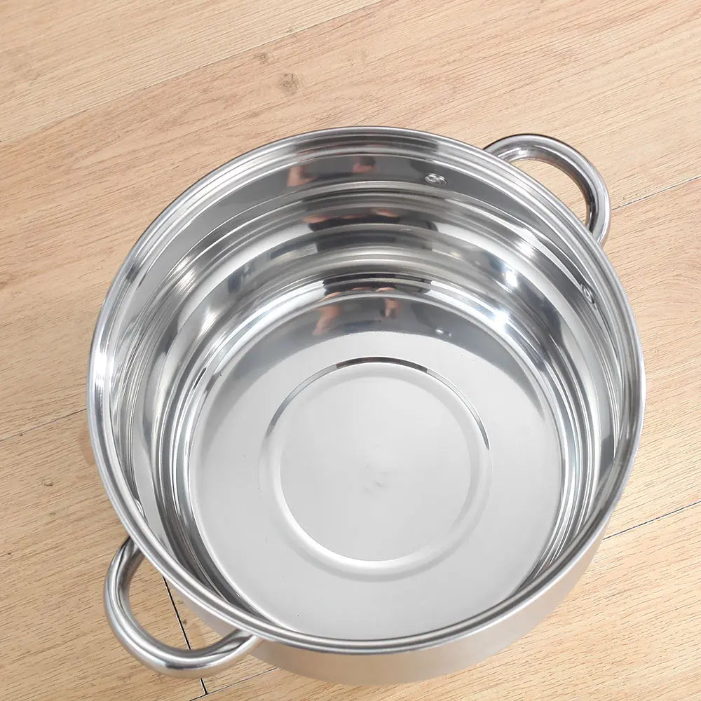 5-Piece Soup Pot Set, Stainless Steel Dual Handle, Includes Ladle, Tongs, Spoon Holder, Ideal for Ramen, Hotpot, Seafood, Dishwasher Safe, Stock Pot Set