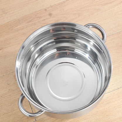 5-Piece Soup Pot Set, Stainless Steel Dual Handle, Includes Ladle, Tongs, Spoon Holder, Ideal for Ramen, Hotpot, Seafood, Dishwasher Safe, Stock Pot Set
