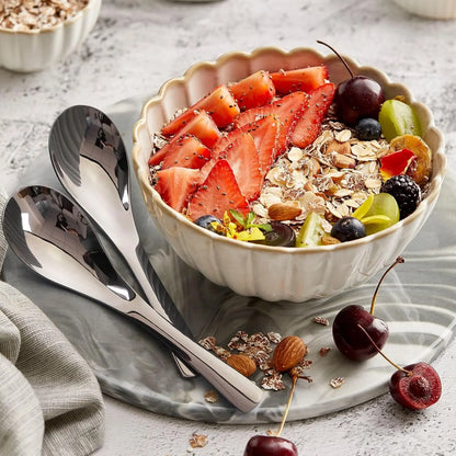 6- Heavy Weight Soup Spoons,Stainless Steel  Soup Spoon with  Short Handle for Ramen, Curry, Cereals