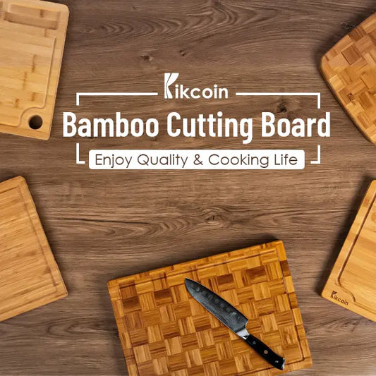 [SummerWins]Kikcoin End Grain 3PCS Cutting Boards with Holder,Extra Large natural Wooden Butcher Block,Charcuterie Cheese Serving Tray,Handles & Juice Groove,Checkered,Christmas gifts, Bamboo Cutting Board, Chopping