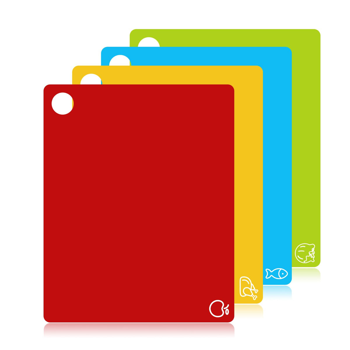 Goodluck 5 Pieces Flexible Cutting Boards, BPA Free Plastic Cutting Boards for Kitchen, Non Slip Cutting Mat for Meat and Vegetables