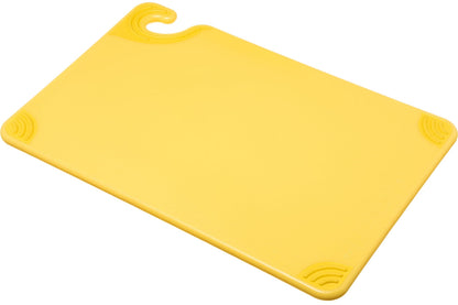 San Jamar Saf-T-Grip Plastic Cutting Board with Safety Hook, 12" x 18" x 0.5", Green