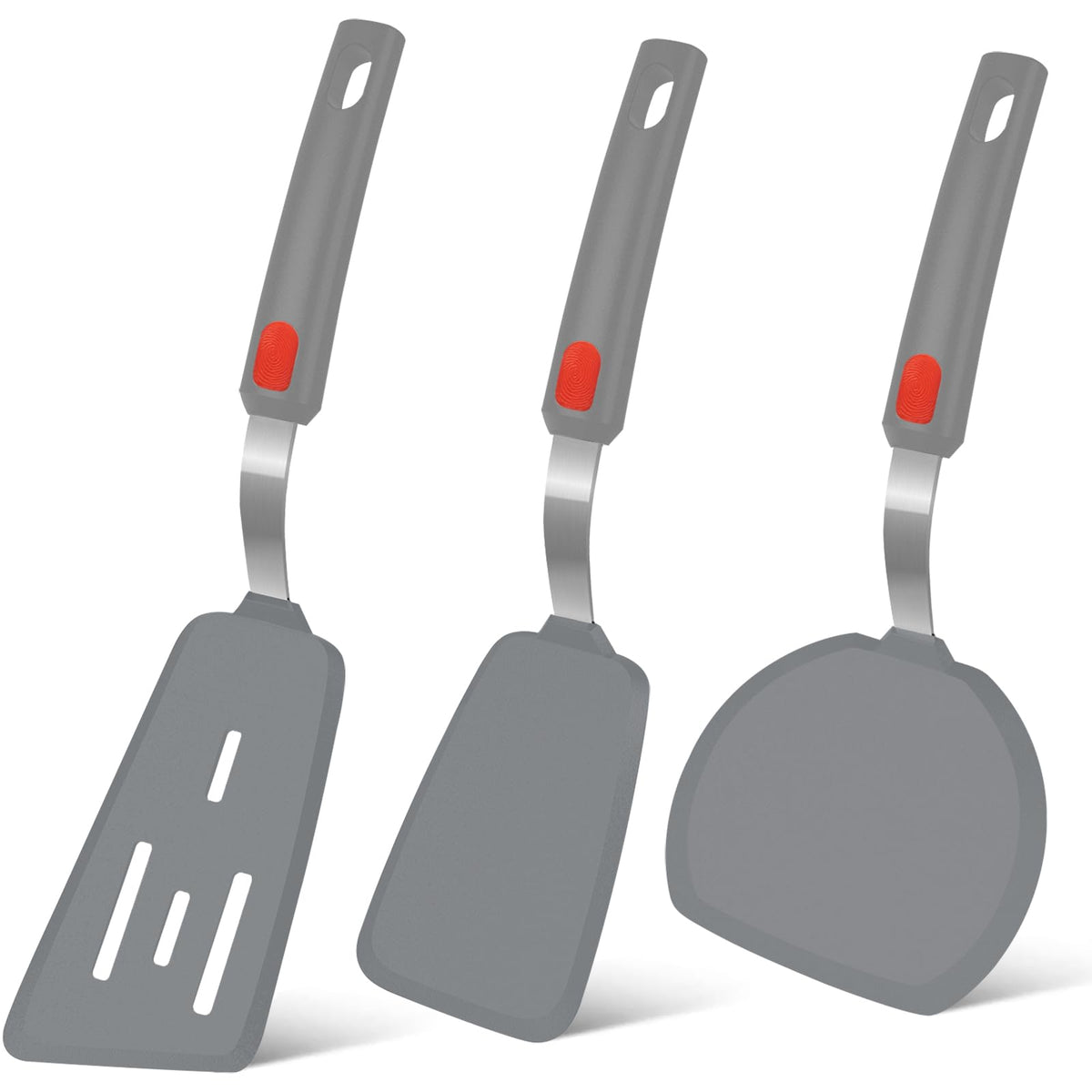 Beijiyi Silicone Spatula Turner Set of 3, 600°F Heat Resistant, BPA Free