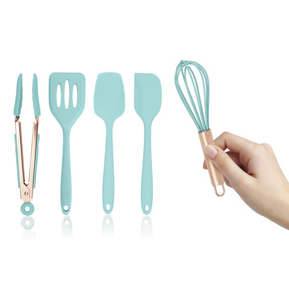 COOK WITH COLOR Silicone Cooking Utensils, Kitchen Utensil Set, Easy to Clean Silicone Kitchen Utensils, Cooking Utensils for Nonstick Cookware, Kitchen Gadgets Set, Mini, Marble White
