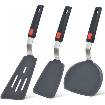 Beijiyi Silicone Spatula Turner Set of 3, 600°F Heat Resistant, BPA Free