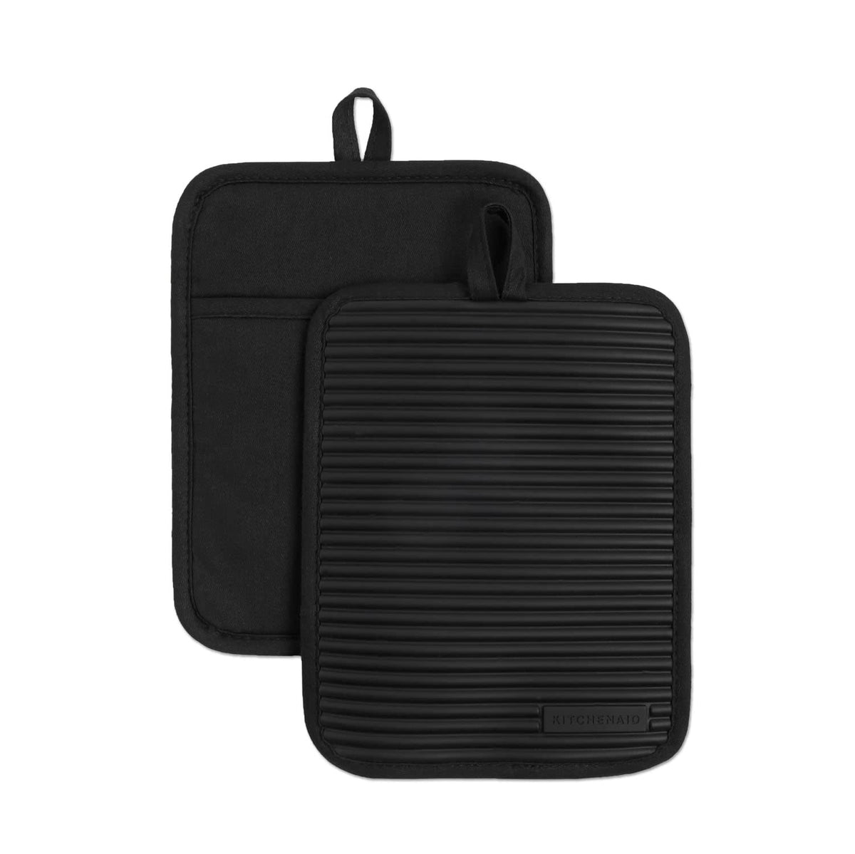 KitchenAid Ribbed Soft Silicone Pot Holder 2-Pack Set, Milkshake Tan, 7"x9"