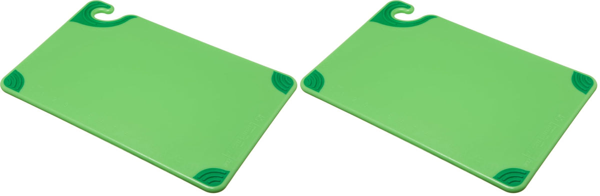 San Jamar Saf-T-Grip Plastic Cutting Board with Safety Hook, 12" x 18" x 0.5", Green